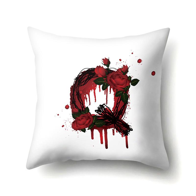 Halloween Polyester Kissenbezug Rose Kopfteil Auto Taille 26 Englische Buchstaben Gedruckter Kissenbezug