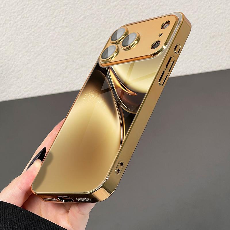 Luxusní Zlatý Zjednodušený Abstraktní Kovový Lak Skleněné Pouzdro Na Telefon Pro iPhone 17 Pro Max 11 12 13 14 15 16 Plus 17 Air 16E Kryt