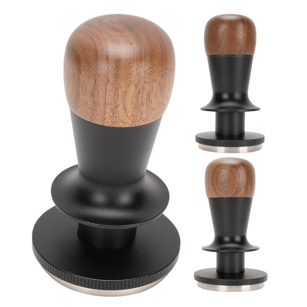 Kaffepress med konstant tryck med ljudåterkoppling gängad bas valnöt rostfritt stål kaffe