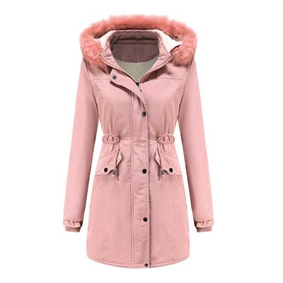 Warm Cotton Coat Women's Cotton Thickening Plus Velvet Cotton Coat Women's Removable Cap Big Fur Collar Coat