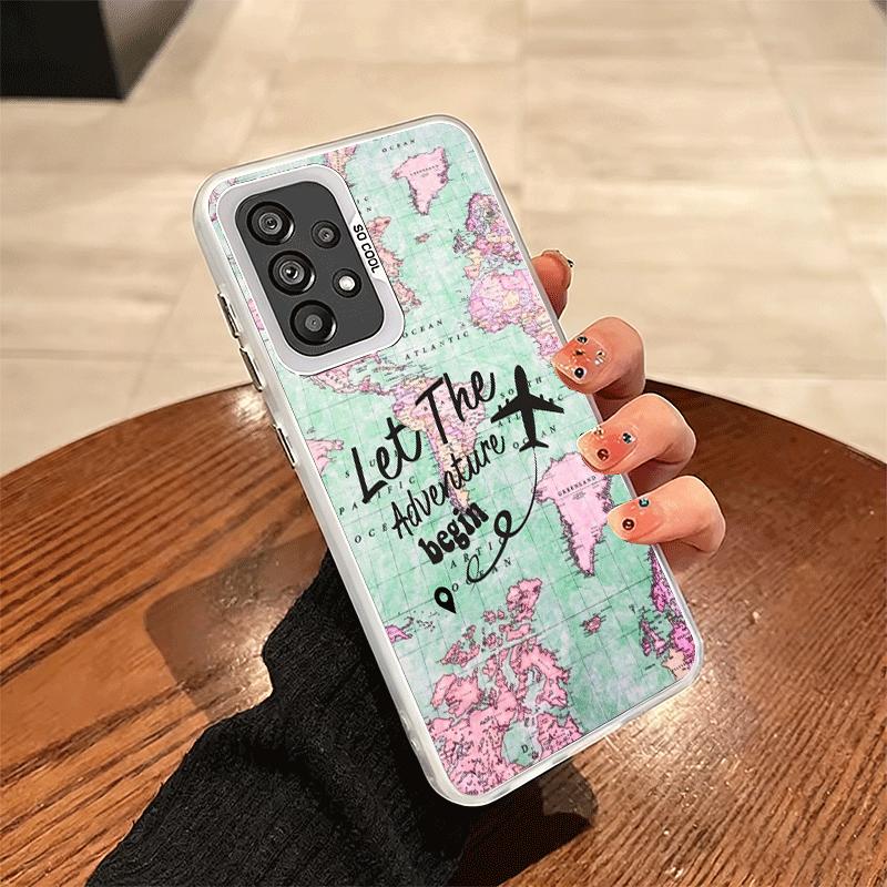 Travel Map Artistic Pattern Soft Phone Case for Samsung A17 A16 A15 A14 A13 A57 A56 A55 A54 A53 A37 A36 A35 A34 A33 A26 A25 A24