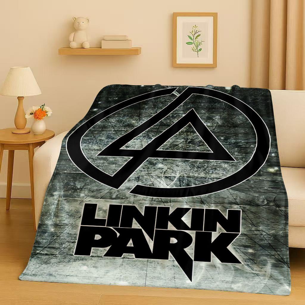 Retro L-Linkin Park Sign Rock Band Music Flannel Blanket,Ultra Soft Warm Plush Throw for Home Bedroom Bed Sofa Cover Camping