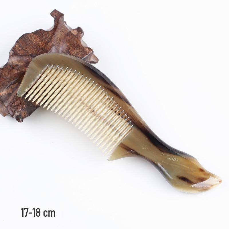 Natural Handmade Fine-Toothed Cow Horn Comb (16-21cm)