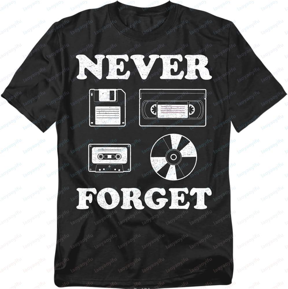 Never Forget Cassette CD Funny Retro Style Classics Graphic Printed T Shirt 80s 90s Hip Hop Punk Unisex Unisex Tshirt Soft Y2k Tees