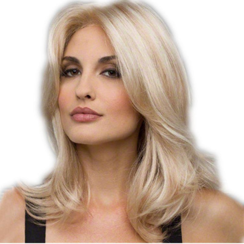 Women's Blonde Medium Synthetic Wig Cover, Straight Hair, Suitable for Everyday Dress Wig Accessories