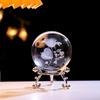 1SADA 3D vnitřní gravírování Ruské kolo Křišťálová koule Kreativní kovový spodní držák Galaxie Skleněná koule