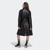 adidas Originals Trefoil Faux Leather Double-Breasted Long Trench Coat Women Outerwear Black II6083
