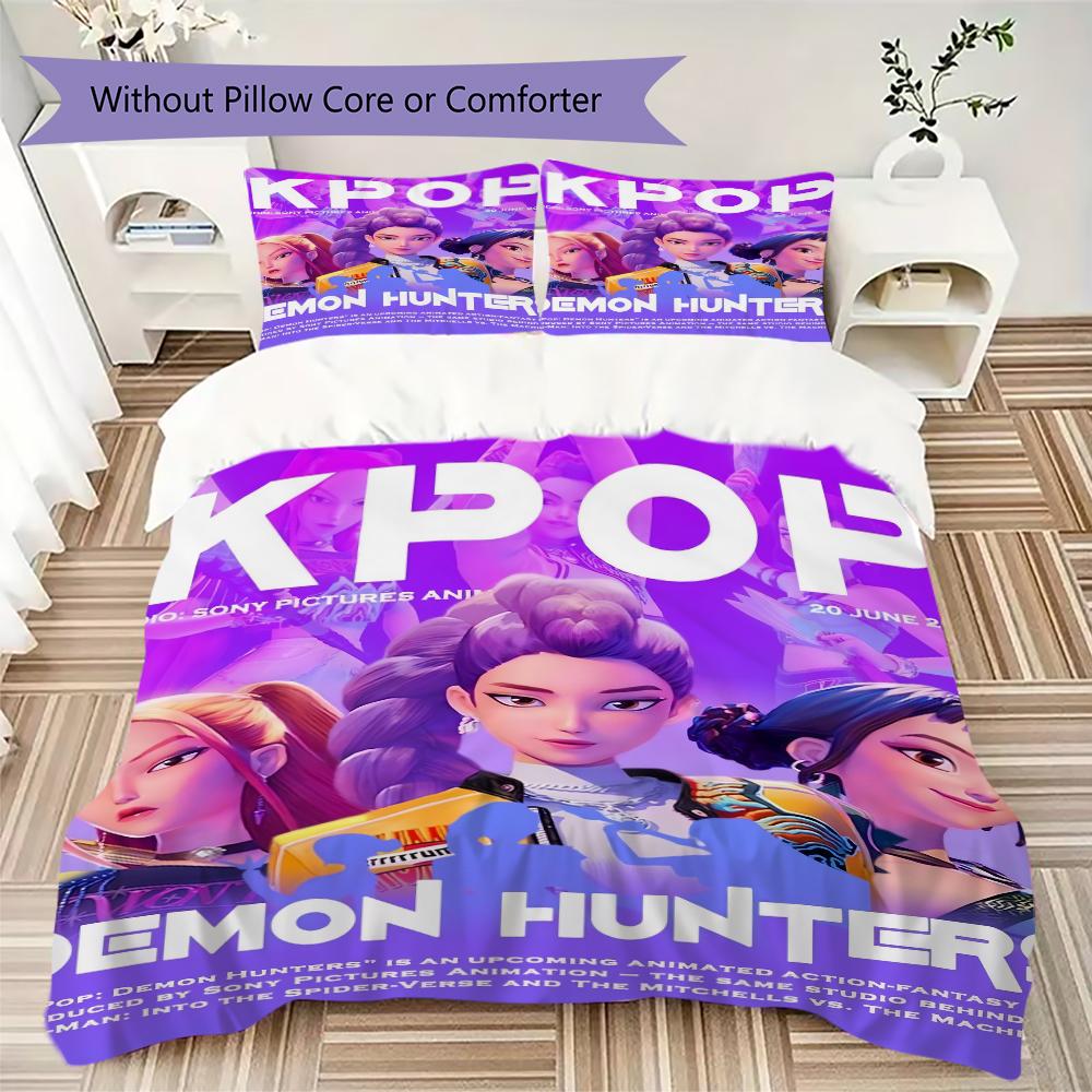 Kpop Demon Hunters Threepiece Set 1 Duvet Cover 2 Pillowcase Without Core Without Core Christmas Birthday Gift Bedding Set