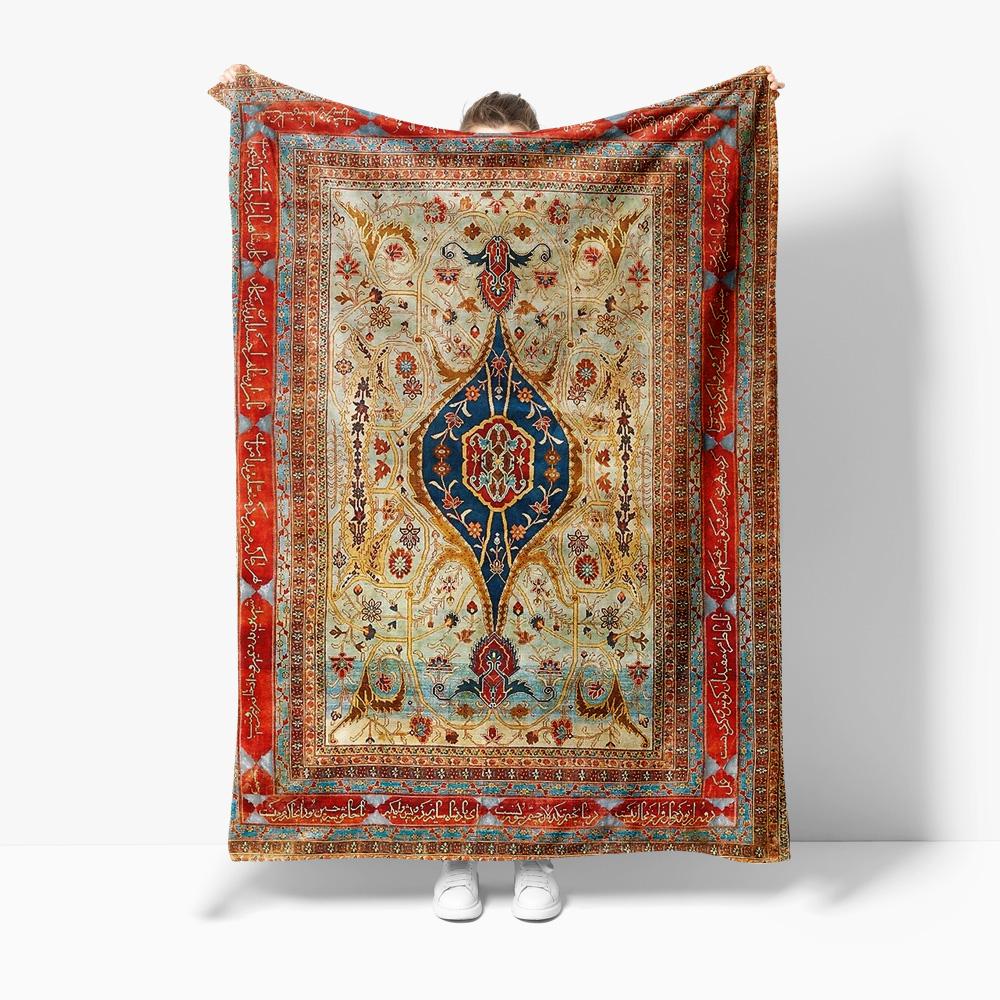 Retro Bohemian Style Pattern Flannel Printed Blanket Suitable For All Seasons Suitable For Living Room Office Sofa And Travel
