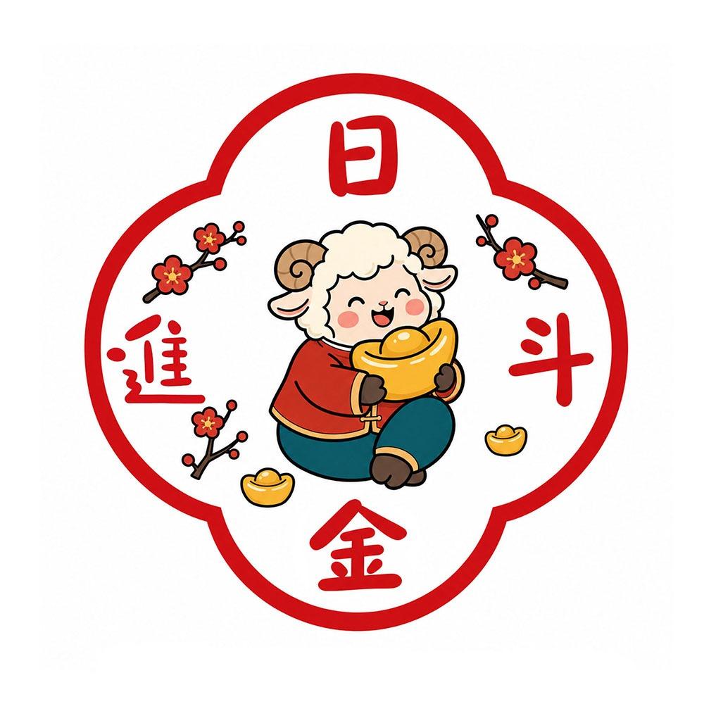 Blessing Words Good Luck Window Sticker Waterproof Lamb Sheep Door Stickers  Chinese New Year