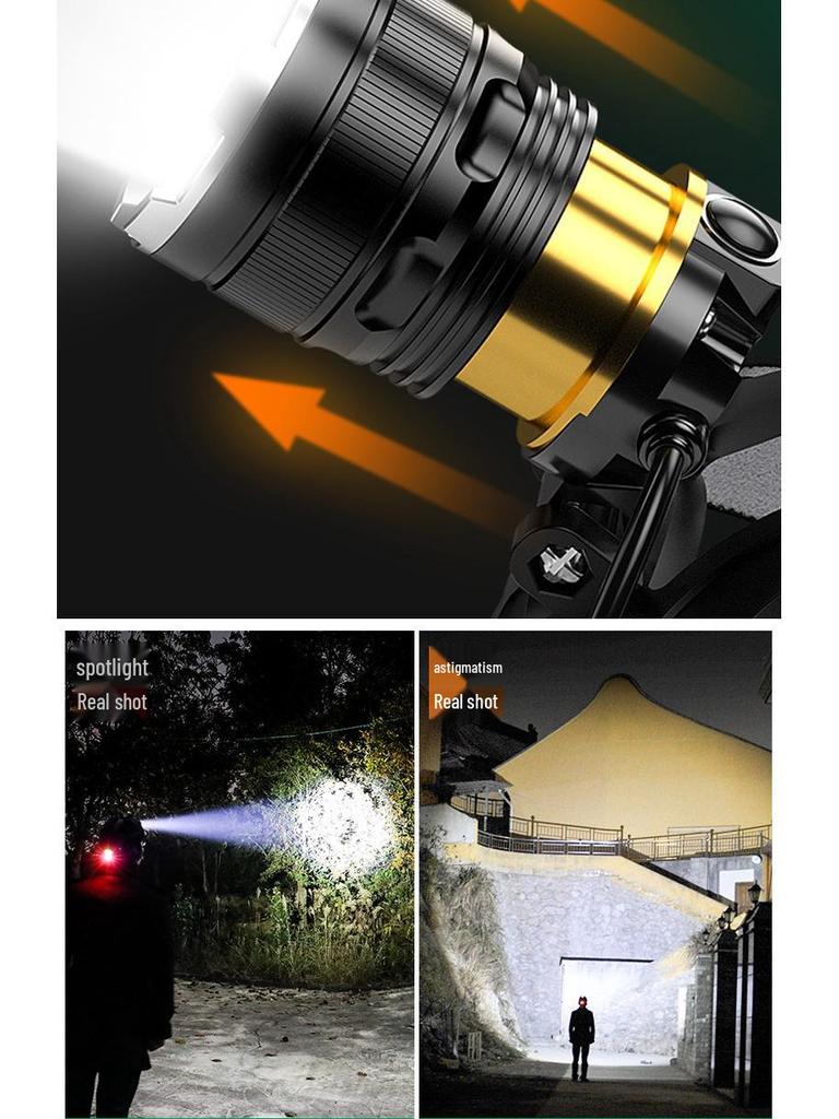 LED Dual Battery Induction Zoom Headlamp for Night Fishing