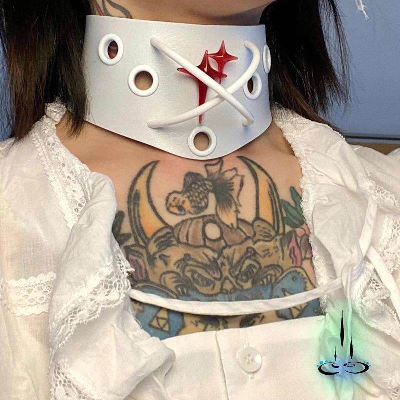 European and American cross-border y2k babes butterfly leather collar punk rock choker collarbone chain necklace foreign trade jewelry