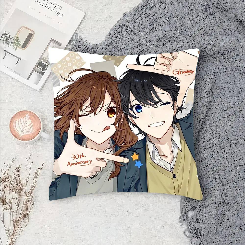 Japanese Classic Anime Horimiya Vintage Pillow Case Fashion Square Pillowcase Bedroom Sofa Room Ins Decoration Leisure