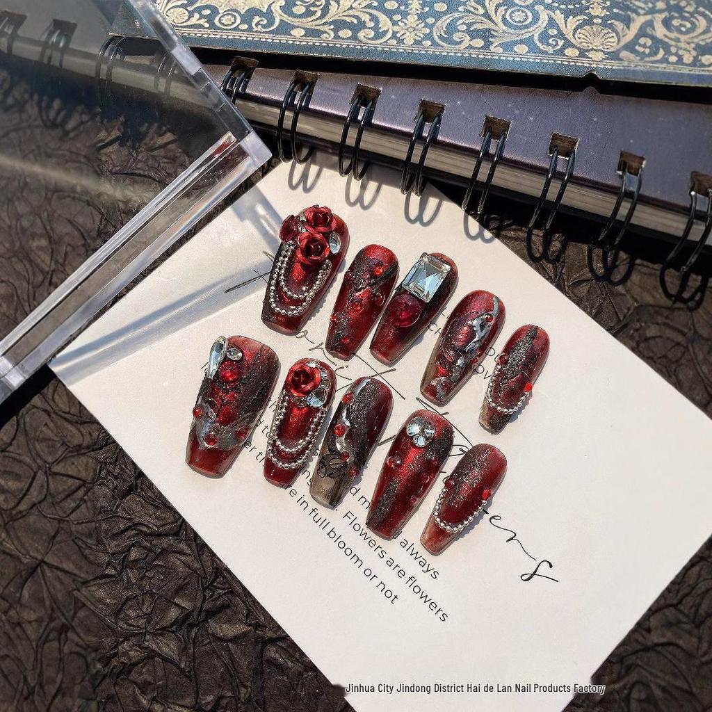 Cyberpunk Gothic Red Nails - A/W 2024 Cool Dark Millennium Nail Art