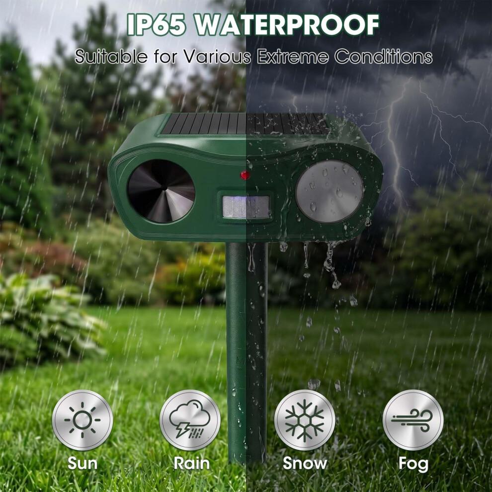 Solar Ultraschall Tierabwehr für Außenbereich, Wasserdichte Katzenabwehr für Gärten UK mit Bewegungssensor & Blitzlicht, USB-Aufladung, Hält Katze Hund Fuchs S