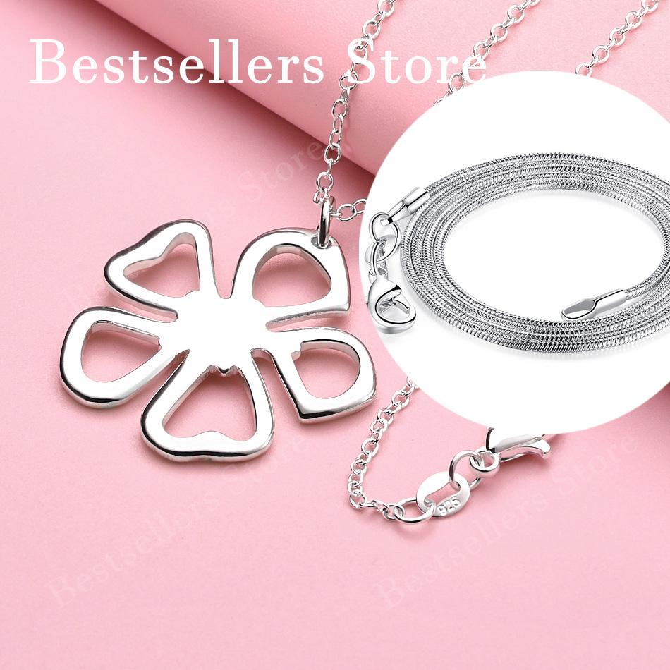 925 Sterling Silver 16-30 Inch Women's Exquisite Flower Pendant Necklace, Fashionable Jewelry Accessories, Wedding Gifts