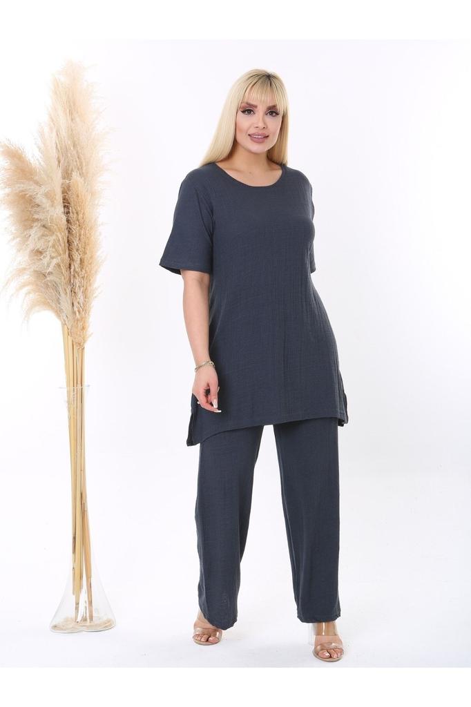 Dámský oblek velké velikosti pod svršek Velké velikosti s volným rozparkem a pružným zavinovacím oblekem