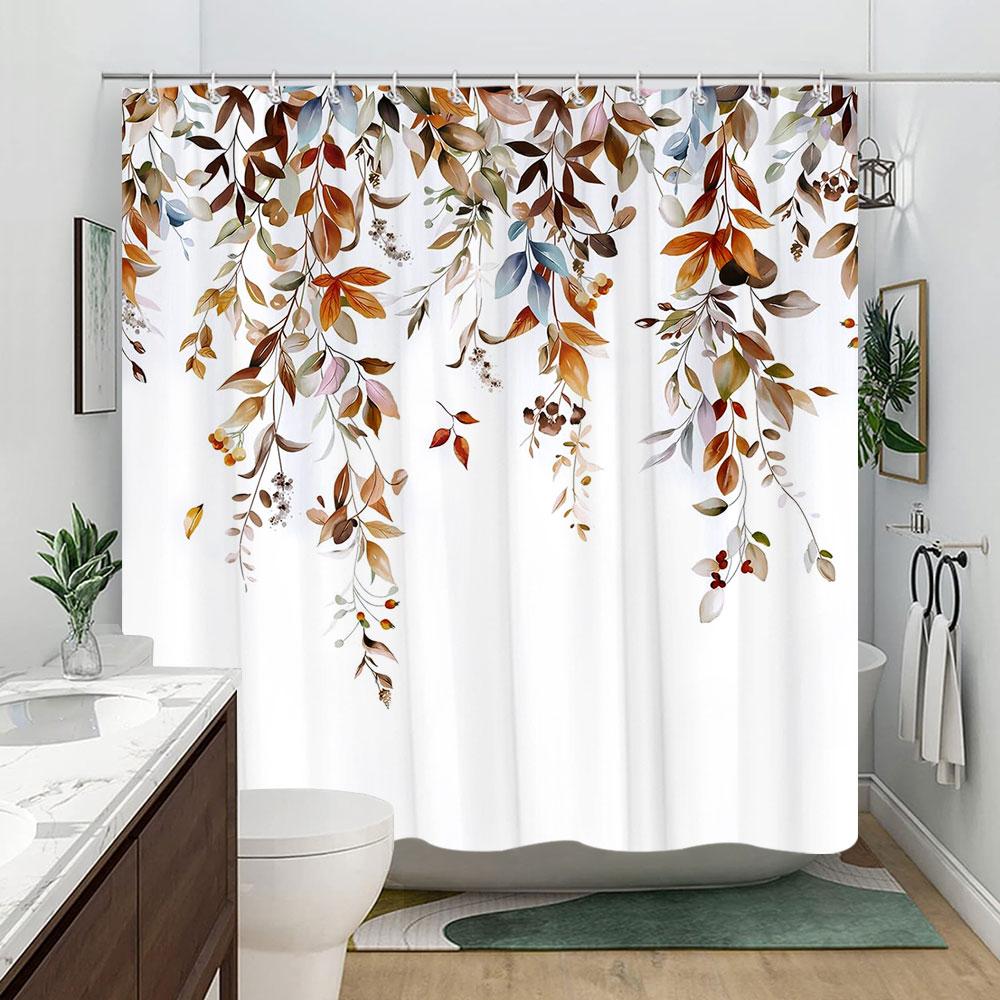 Sage Green Eucalyptus Leaves Shower Curtain Floral Flower Bird Shower Curtains Hummingbird Butterfly Modern Aesthetic Bath Decor