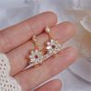 Cute Female White Zircon Stone Flower Stud Earrings Vintage Gold Color Wedding Party Gift  For Women