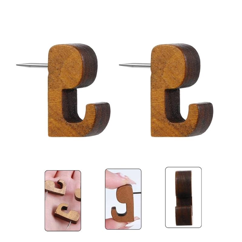 20/40Pcs Push Pin Hangers Pin Wall Hook Wood Push Pins Hook Cork Board Decorative Thumb Tacks for Wall Hanging
