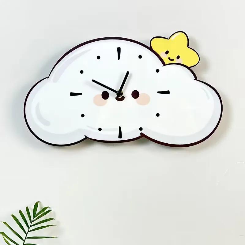 Cartoon Mute Cloud Sheep Clock Living Room Swing Wall Clock Home Decoration Modern Simple Clock