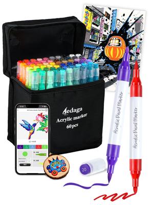 Canetas Marcadoras Acrílicas com Grátis para Escrever e Perfeitas para Arte Manual e Presentes Conjunto de 60 Cores, App à Base de Água, Não Tóxico, À Prova d'Água,