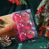 6Pcs New 6cm Ball Set Golden border Plastic Christmas Ball Pendant grid painted Hanging Xmas Tree Decor