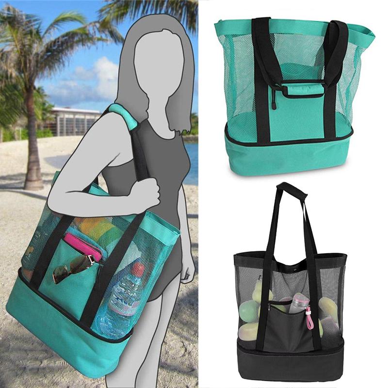 Wärmeerhaltung Picknick Strandtasche Frauen Mesh Transparent Doppelschicht Schwimmen Lagerung Hohe Kapazität Einkaufen Wasserdichte Taschen Tote