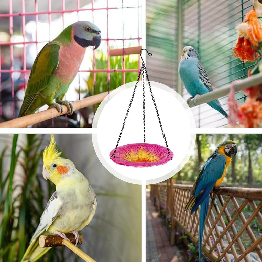 Bird Bath Bowl Flower Weatherproof 8 Inches Feeder Decorative Bird Baths For Lawn Backyard Patio Wildlife Outdoor Yard Balcony