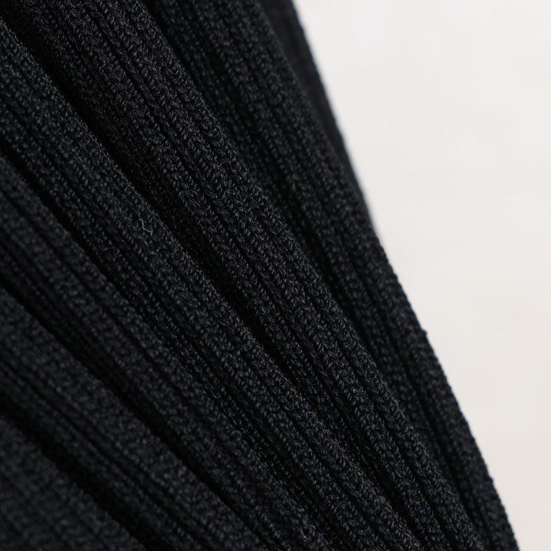 Sunshine House Summer and Autumn New Export European and American Women's Clothing V Neck Sunken Stripe Stretch Short Sleeve Knitting Dress Sweater