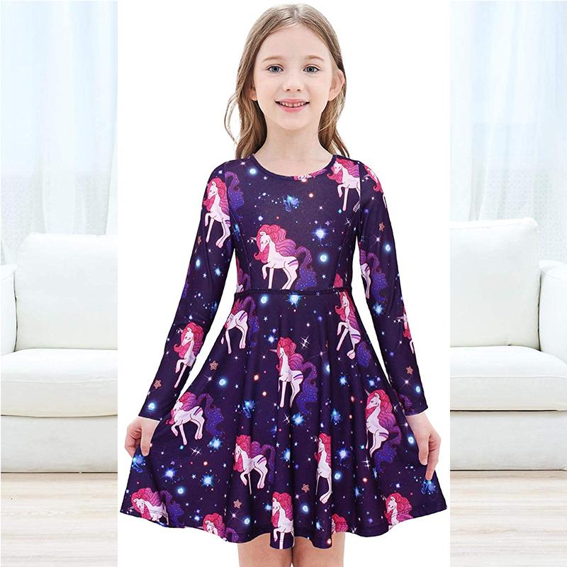 Little Girls Long Sleeve Dress Tie Dye 