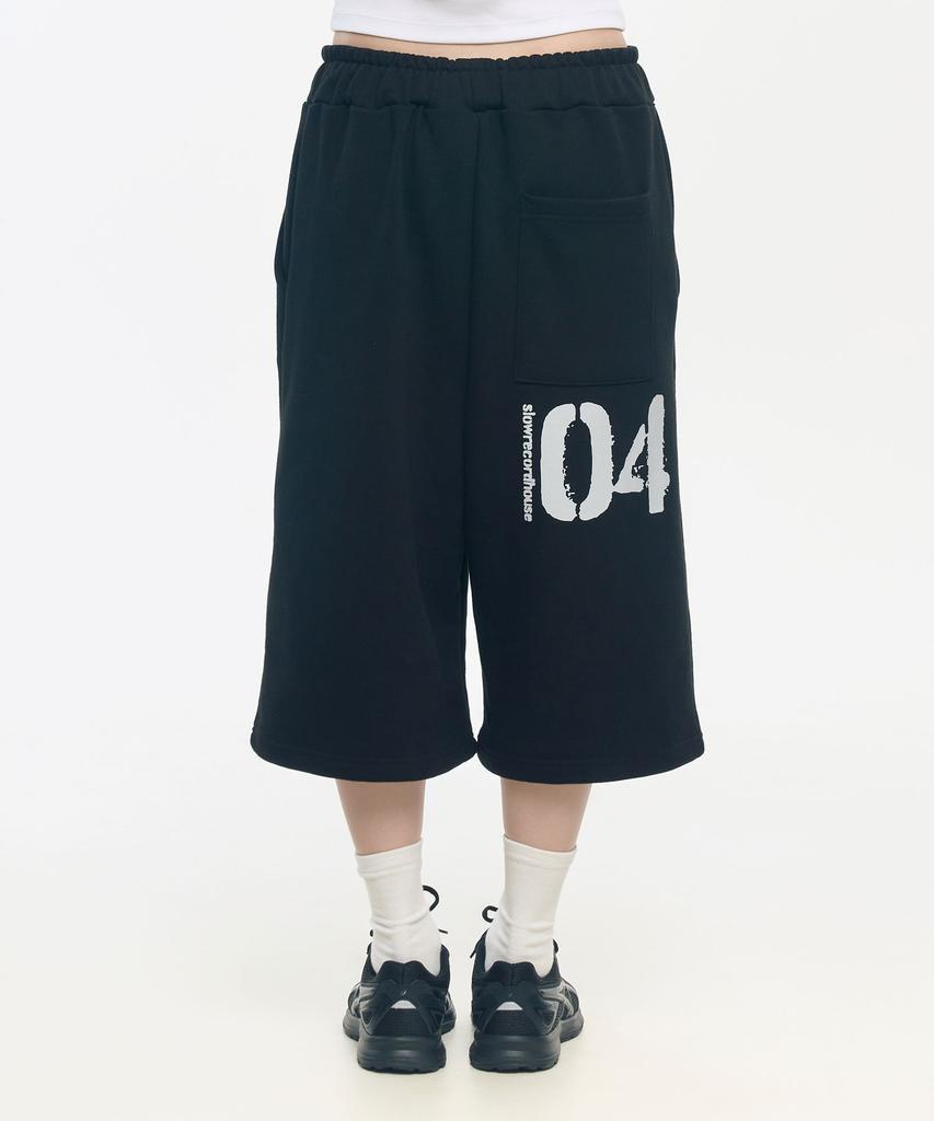 SLOW RECORD HOUSE 04 Bermuda Sweatpants_Black