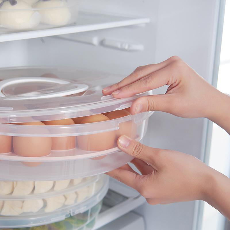 Kitchen Storage Box Refrigerator Organizer Transparent Food Containers Tray For Fruits Vegetables Meat Cake Pizza