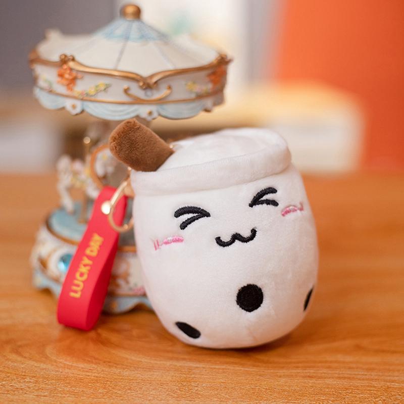 Kawaii Přívěsek na klíče Bubble Tea Měkká plyšová hračka Přívěsek na klíče Plyšová panenka Boba Roztomilá dekorace na batoh Nejlepší dárky k narozeninám pro dívky