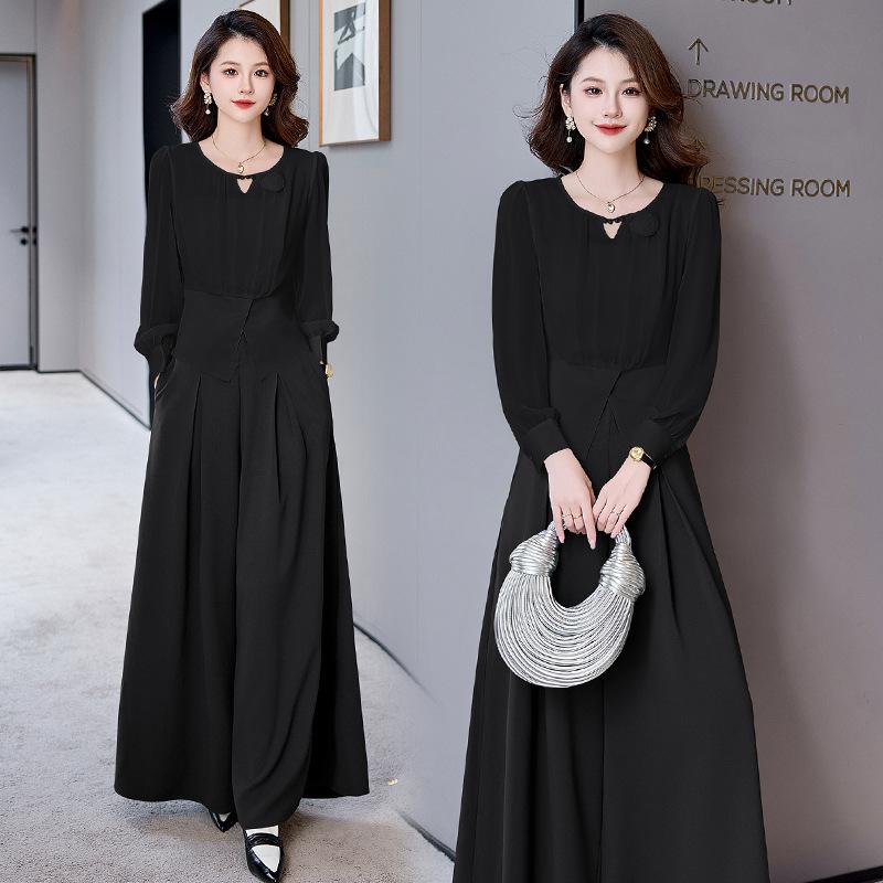Fashion Shirt Set Women's Early Autumn New Temperament Wear Professional Wide-leg Pants Two-piece Set