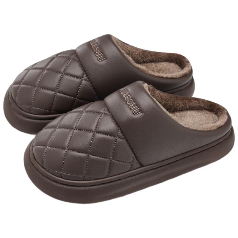 Grace Plush-Lined Non-Slip Cotton Slippers