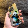 Cartoon Panda Cat Matte Hard Phone For 16 iPhone 11 12 13 14 15 Pro Max Plating Case Cover Funda