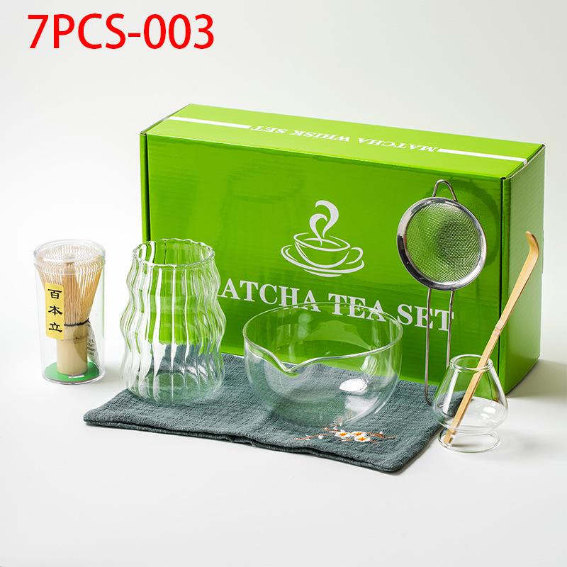 1/7/8Pcs Matcha Whisk Clear Glass Japanese Matcha Tea Set Bamboo Tea Whisk Matcha Brush Kiln Accessories Song Dynasty Tea Tools