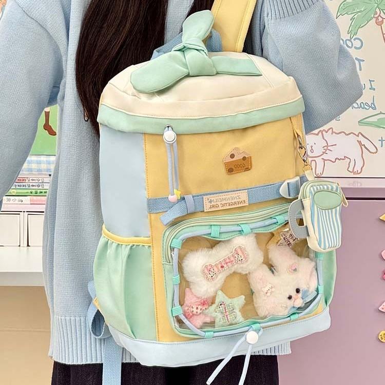 Schoolbag Japanese backpack candy contrasting colors Japanese ins toffee student schoolbag star college class backpack sweet wind