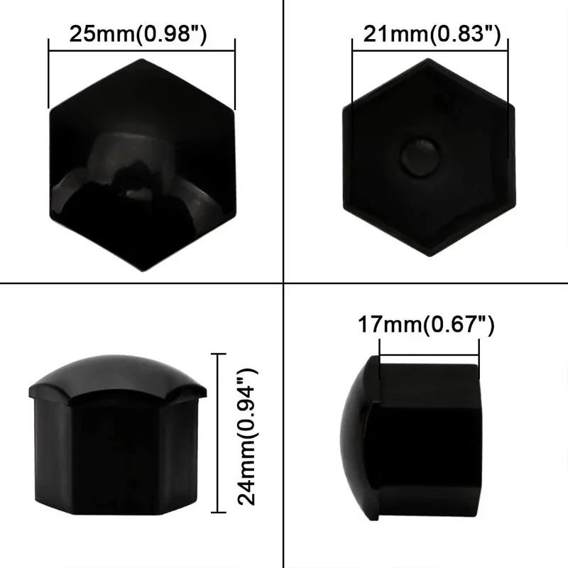 20 Pcs Car Wheel Nut Caps 19mm Auto Hub Screw Cover Black Plastic Anti Dust Car Wheel Nut Bolt Covers Tire Accessories Lug Nuts