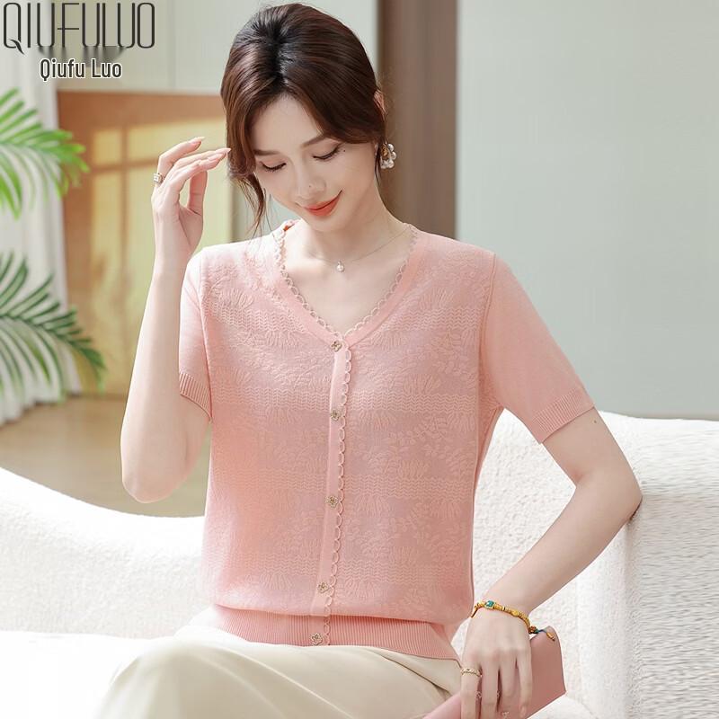 Women s Ice Silk Knit Short-Sleeve T-Shirt 3XL