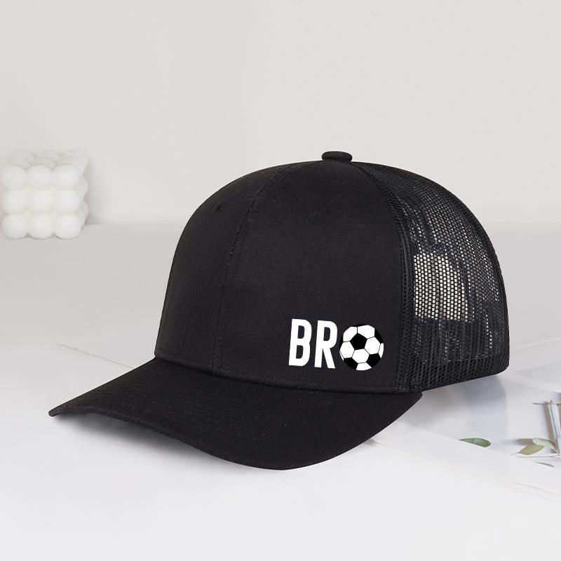 

BRO Soccer Print Mesh Trucker Hat Adjustable Breathable Baseball Cap Unisex Sports Sun Hat For Men чорний