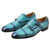 Fashion Deluex Monk Strap Penny Shoes High Quality Handmade Slip-On Loafers Office Business Fashion Skyblue Men's Shoes Genuine Leather