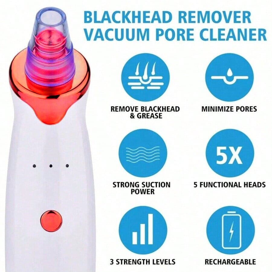 Facial Blackhead Remover Vacuum Pore Adsorber Electric Pimple Blackhead Cleaner USB Rechargeable Water Cycle Face Cleaning Tool
