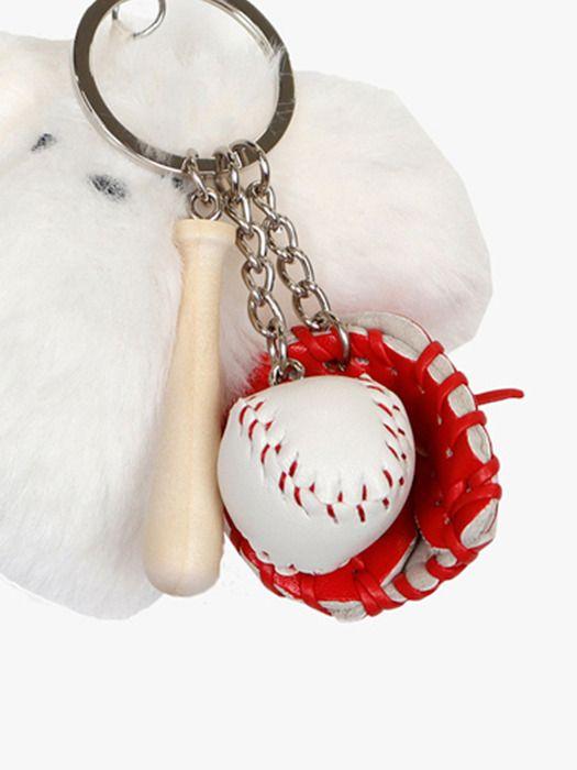 PinK PinEAPPLE LOVELY BASEBALL BUNNY keyring_WHITE