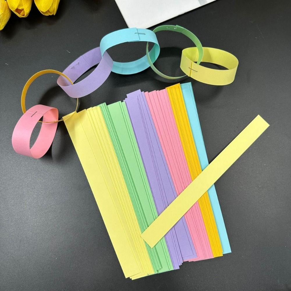 300PCS/Set 25*4cm DIY Paper Chains Mixed Color Party Decorative Chains Party Supplies