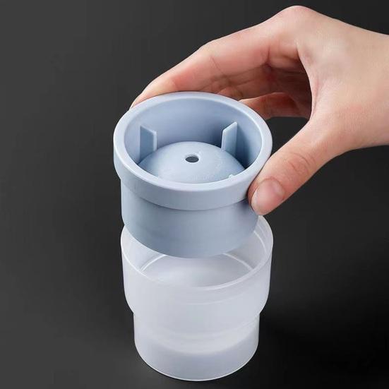 Ice Ball Maker Mold 2.4 Inch Ice Ball Mold Stackable Silicone Easy Release Ice Cube Mold Spherical Ice Maker with Lid for Whiskey Cocktails