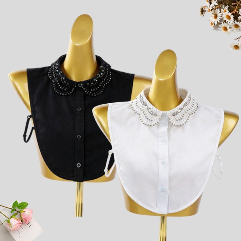 Rhinestones Shiny Fake Collar White Color False Collar Detachable Blouse Collar  Vintage Style