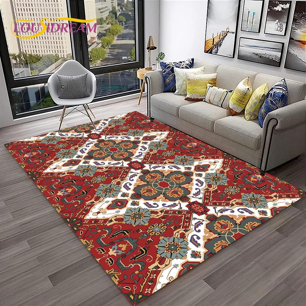Turkey Bohemian Persian Flower Carpet Rug for Home Living Room Bedroom Sofa Doormat Kitchen Decor,Area Rug Non-slip Floor Mat