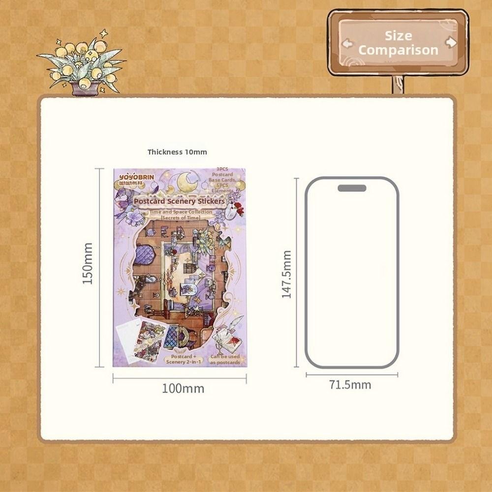 DIY Scene Sticker Postcard Cartoon Scene Sticker Set Postcard Landscape Stickers Journaling